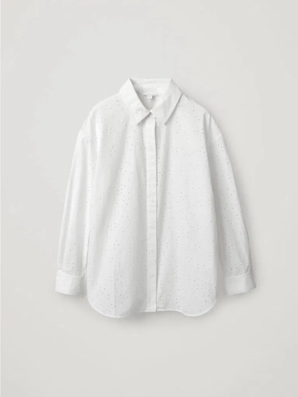 COS White Eyelet Button-Down Shirt